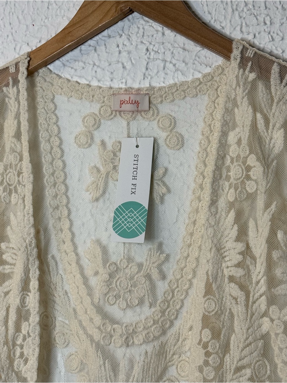 Pixley Cream Lace Open-Front Short Sleeve Top - Picture 3 of 7